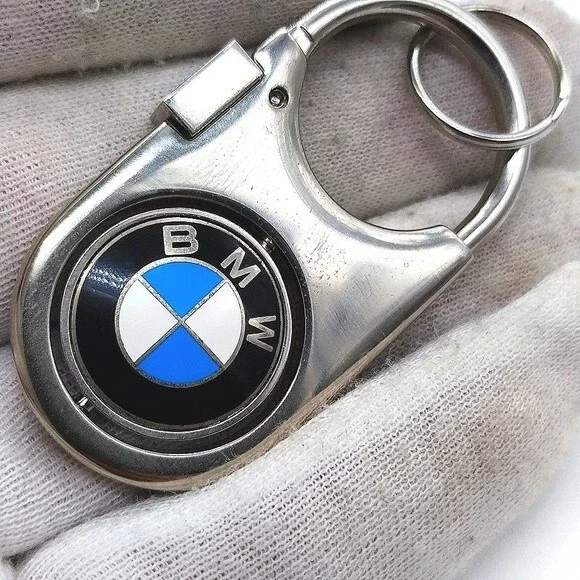 Authentic BMW Keychain Key Fob in Stainless Steel with spinning logo-OEM - Picture 2 of 5